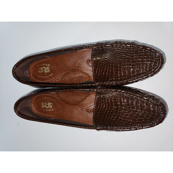 SAS TRIPAD Comfort Foot Bed Loafer Women Shoe 10.5 Slim Brown Simplify Croc - Picture 2 of 7